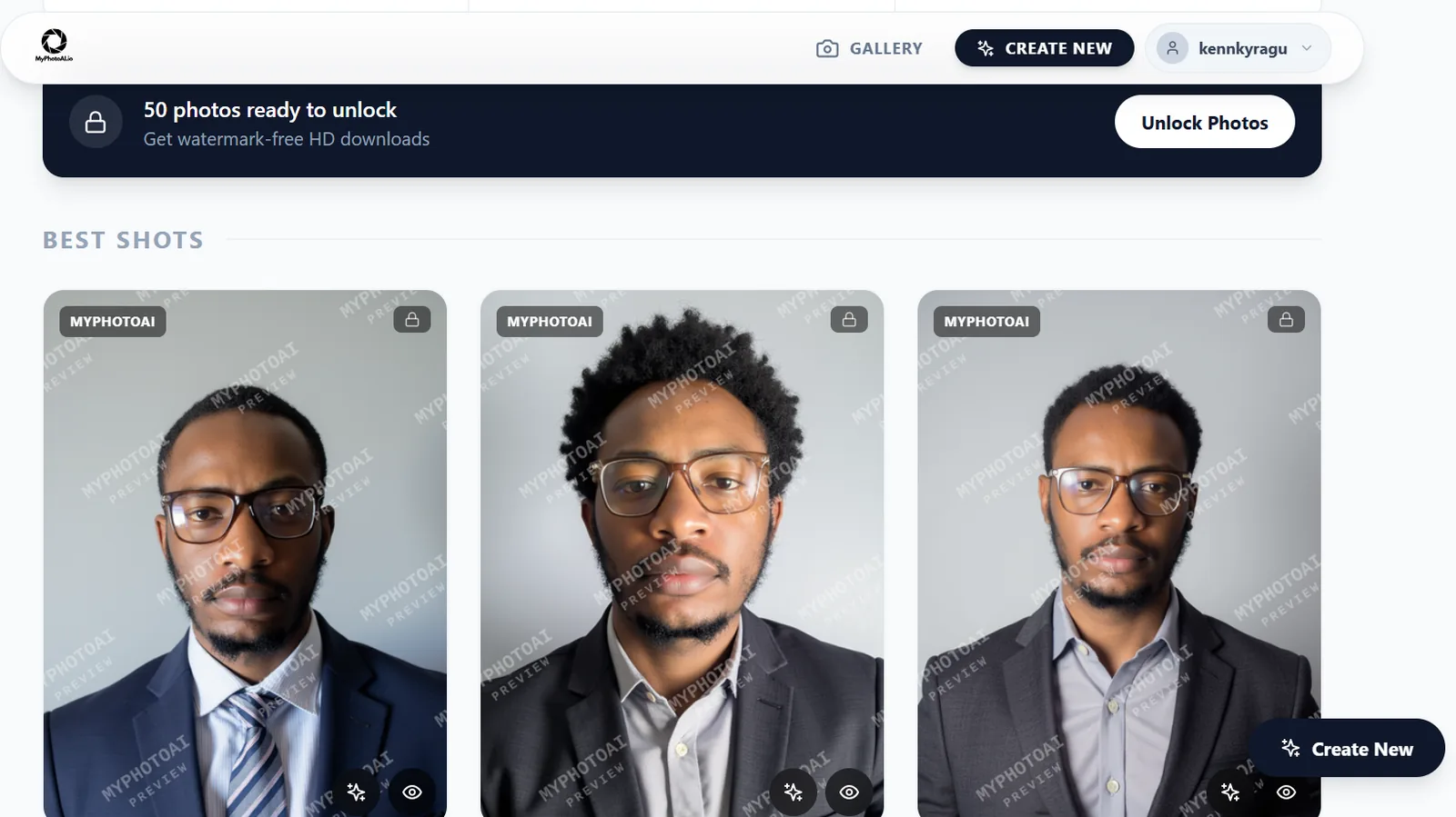 MyPhotoAI gallery with server-enforced paywall